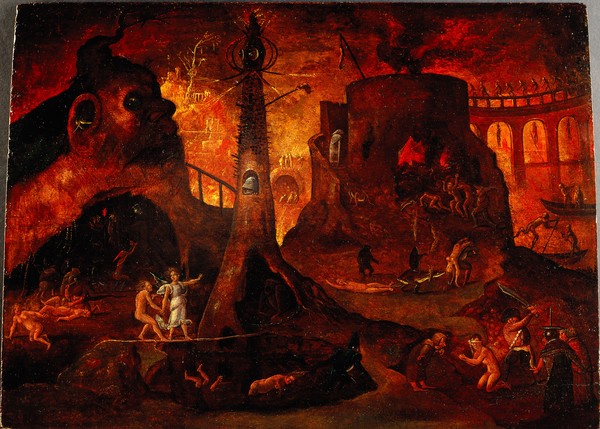 An_angel_leading_a_soul_into_hell._Oil_painting_by_a_followe_Wellcome_L0030887.jpg