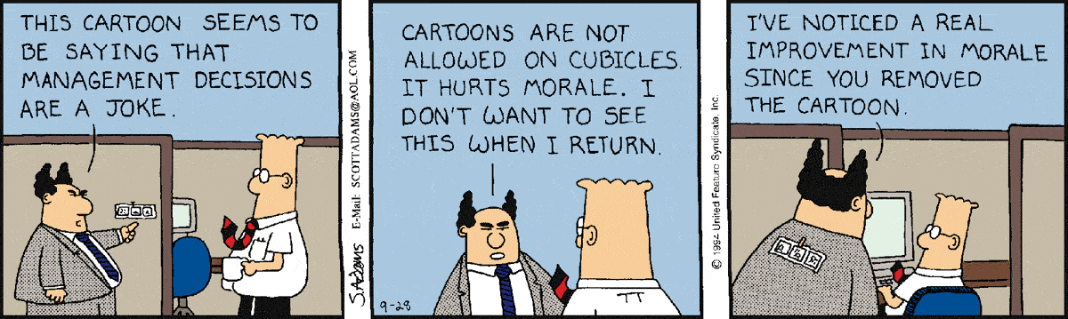 1994-09-28_cartoon_cartoon on back_hurts morale_joke_management decions_take it down_improvement.gif